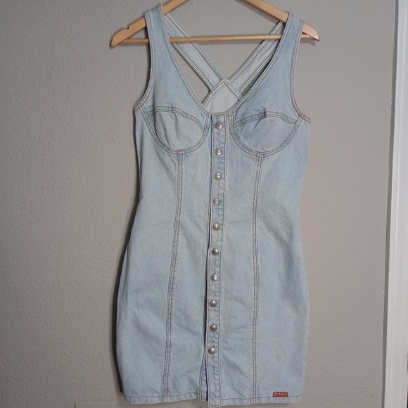 BONGO Dresses & Skirts - Bongo Vintage 90s Y2K Denim Mini Dress Light Wash